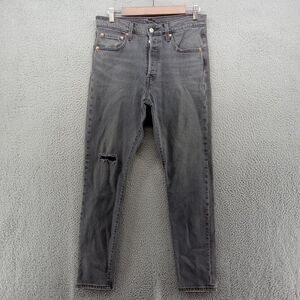 Levis Jeans Womens 29x30 Charcoal Gray 501 Skinny Button Fly Big E Distressed‎